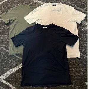 Alcott Men's T-Shirt Bundle Size Large Beige Green Navy Blue Cotton